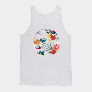 Frangipani, lily palm leaves tropical vibrant summer flower Tank Top